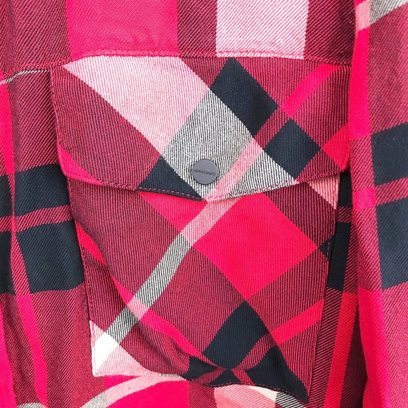 Sanctuary Boyfriend Shirt Red Plaid Button Down - Picture 4 of 7